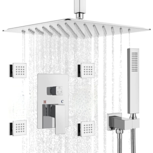 Rainfall Shower Systems with 4 Body Jets Ceiling Mounted