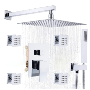 Rainfall Shower Systems with 4 Body Jets Wall Mounted