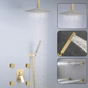 Rainfall Shower Systems with 4 Body Jets Ceiling Mounted